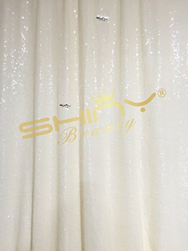 ShinyBeauty Pailletten-Stoff Elfenbein 4 Meters für Pailletten Hochzeit Kleid/Pailletten Tischdecke/Hintergrund/Vorhang/Tischläufer DIY Nähen - 3