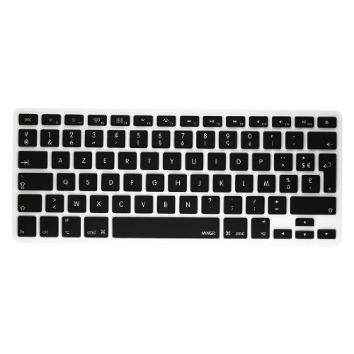 MiNGFi Französisch Tastatur Silikon Schutz Abdeckung AZERTY für MacBook Pro 13, 15, 17 Air 13 Zoll EU Keyboard Layout Silicone Cover - Schwarz