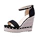 Produktbild SHE.White Keilsandaletten Damen Schuhe Plateau Keilabsatz/Wedge Keilabsatz Schnalle Knöchel Schnalle Niet Sandalen Sommer Römische Sandalen Schwarz Beige Rosa