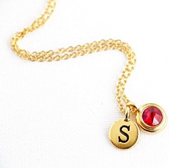 Personalized Monogram and Birthstone Charm Necklace