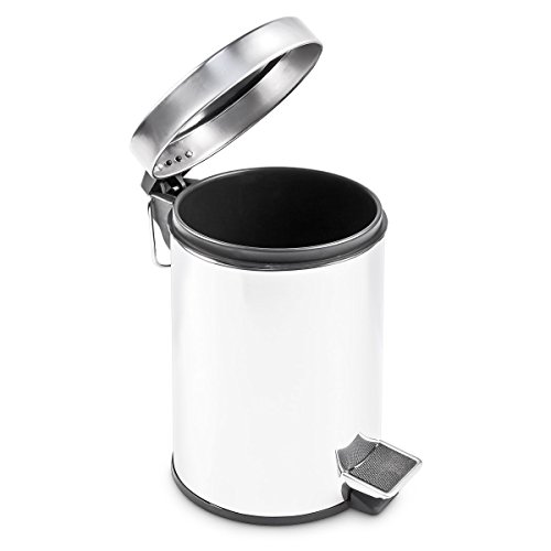Relaxdays Treteimer 5 L aus Edelstahl H x D: 27 x 20,5 cm Abfalleimer in Metall-Optik als Abfallbehälter und Tretmülleimer für Küche und als Kosmetikeimer im Bad Tretmülleimer, silber - 3