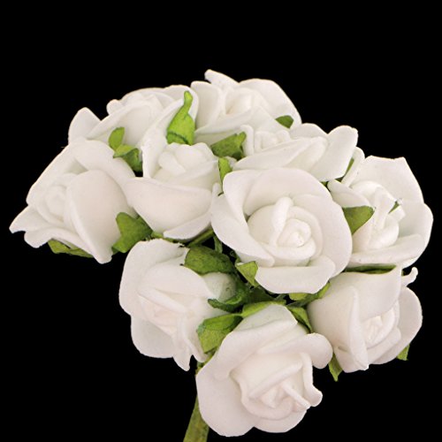 Gazechimp Blumenstrauß / 100Pcs Mini Künstliche Rosen Rosenköpfe Blumen Hochzeit Vase Tisch Dekor – Weiß, 10cm - 8