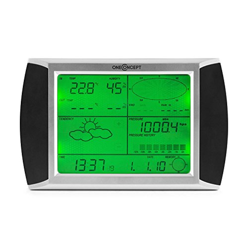 oneConcept Beaufort Wetterstation Thermometer (LCD-Touch-Display, Solarpanel, 4 Sensoren, Datenübertragung per Funk, 100 m Funkreichweite, Sendefrequenz: 868 MHz) silber-weiß - 7