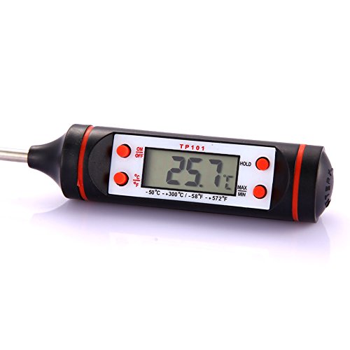 Demiawaking Digital LCD Haushaltsthermometer, Kochthermometer, Küchenthermometer, Einstichthermometer, sofort lesen, lange Sonde, Korrosionsschutz, ideale für Braten, Kochen, Grillen/BBQ, Backen, Baby-Ernährung usw - 5