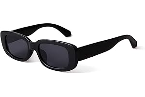 MG.Haus Occhiali da Sole Rettangolari Vintage Donna Retrò Quadrati UV400 Protezione Piccoli Anni '90 per Uomo Ragazza (nero)