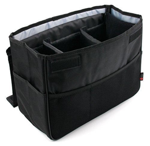 Preisvergleich Produktbild DuraGadget faltbare Kofferraumtasche mit Netzfächern und Klettverschluss für´s Auto (Schwarz, wasserabweisendes Polyester-Material) + herausnehmbare Innenfächer