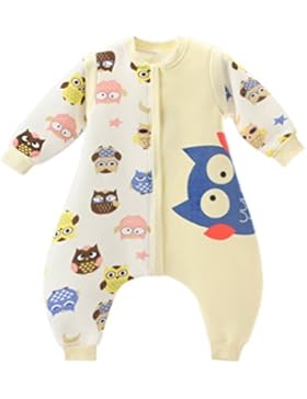 Kauftree Baby Kinder Schlafsack Ganzjahresschlafsack Außensack mit Beinen Schlafstrampler Winter Cartoon Eule