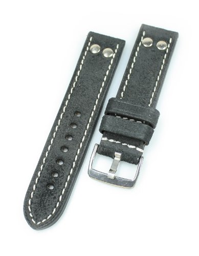 RIOS1931 Uhrenarmband Vintage 194 Used-Optik Schwarz Bandanstoss 22 mm RIOS1931 Uhrenarmband Vintage 194 Used-Optik Schwarz Bandanstoss 22 mm