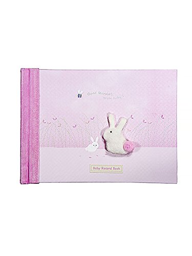 Quality Handcrafted Boxed Pink Little Rabbit Baby Record Book Baby Memory Book Christening Gift for Newborn Baby Girl
