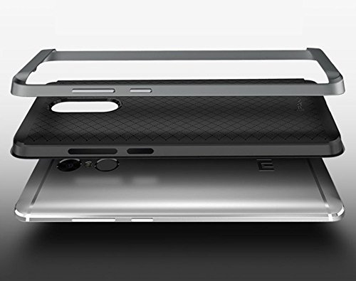 Xiaomi Redmi Note 4X Funda  Ipaky Protecci  n interna TPU Flexible  Ultra Resistente  Marco Exterior R  gido PC efecto Metal  Anti Golpes  Carcasa H  brida Bumper Redmi Note 4X - Plata