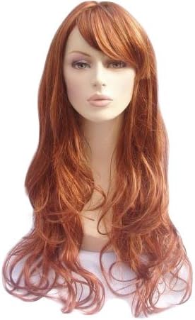 Red/Auburn And Blonde Highlighted Wig With a Side Sweeping Fringe and Big Loose Curls, Extra Long: Amanda 250g