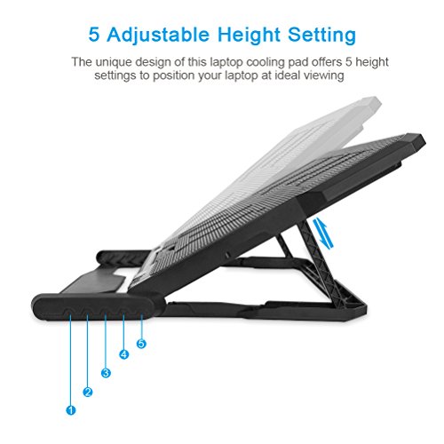 eletecpro Laptop Externe Kühlung Kühler Lüfter Pad mit LCD-Display für 30,5–39,6 cm Gaming Notebook Computer CPU Cool Air Hitze, fünf ganz Fans 2500RPM + starker Wind Speed für Spieler Home Office - 5