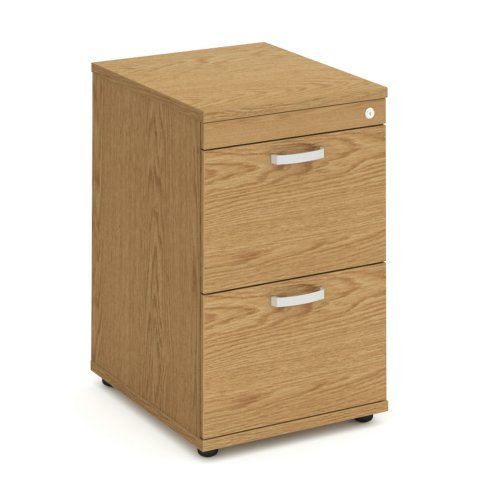 Deluxe 2 Drawer Wood Filing Cabinet in Beech, Maple, Oak, White or Walnut Finish. Foolscap Filing, Office Storage from the Relax Office Furniture Range (Oak)