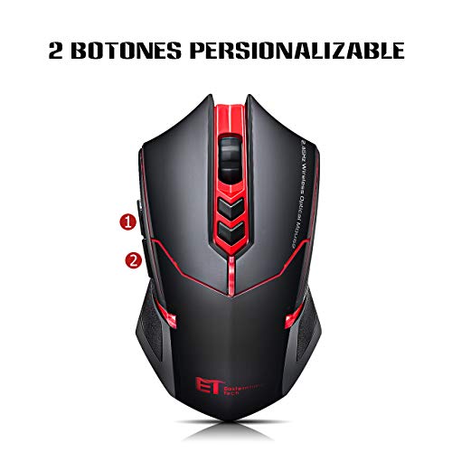 VICTSING Rat  n Gaming Inal  mbrico 2 4G USB con Clic Silencioso    Versi  n Actualizada     2400 dpi 5 Niveles con 7 Botones y Retroiluminado Respiraci  n  Dise  o de Ahorro de Energ  a para Windows Mac MacBook Linux