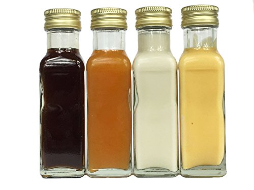 Glasflaschen Set mit Schraubverschluss Gold | 100 teilig | Füllmenge 100 ml | Maras Saftflaschen Spirituosen Likörflaschen Setzen Sie ganz einfach Ihr eigenes Öl oder Ihre eigenen Schnäpse und Liköre an - 2