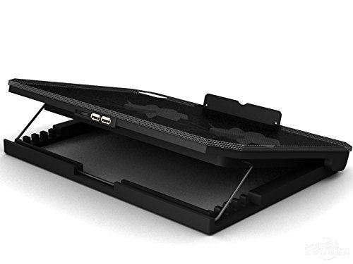 LS Premium Notebook Kühler LS200C | Laptop Cooling Pad Ständer| 2x Lüfter / 140mm Fan | mit 2 x USB HUB und blaue LED | 10″-15″ Zoll - 3