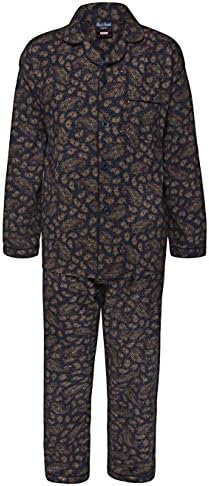 Alberto Rossini Mens Winter Winceyette Flannel Pyjamas Brushed Cotton Nighwear Sizes M to XXl (Medium, Navy Paisley)