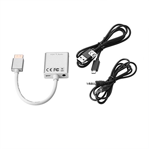 SIENOC 1080P HDMI auf VGA male zu female Video Audio Adapter-Kabel Converter mit Micro-USB und 3,5 mm Audio-Anschluss&Kabel für PC Laptop HD DVD - 5