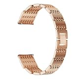Altsommer Armband für Fitbit Versa Luxus Strip Stick Bohrer Edelstahl mit Schnellverschluss, mit Interlock-Verschluss Wrist Strap Band Uhrenarmband Replacement für Damen Herren (Rose Gold)