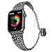 Produktbild Blumenmuster Einstellkette Edelstahlband ausgehöhlte Bling Bänder kompatibles Stras -Edelstahl Armreif Armband dekoratives Uhrenarmband, für Frauen,Für Apple Watch 38 / 40mm (schwarz)