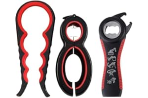 FQSNFNSTY8 Abridor de tapas multiabridor, abridor de tarros, 3 paquetes de abridor de tarros de goma para manos débiles, 6 en 1, abridor de botellas de tarro 5 en 1 para personas mayores, abrelatas de seguridad