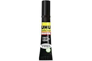 UHU Colle tout super - Colle instantanée gel super puissante, super rapide et super résistante, sans solvants, transparente, tube 7g