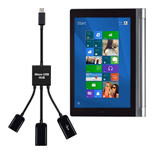 kwmobile 3in1 Micro USB OTG Hub Adapter für Lenovo Yoga Tablet 2 Pro 13 (1380) – Mikro USB Verteiler in Schwarz - 5