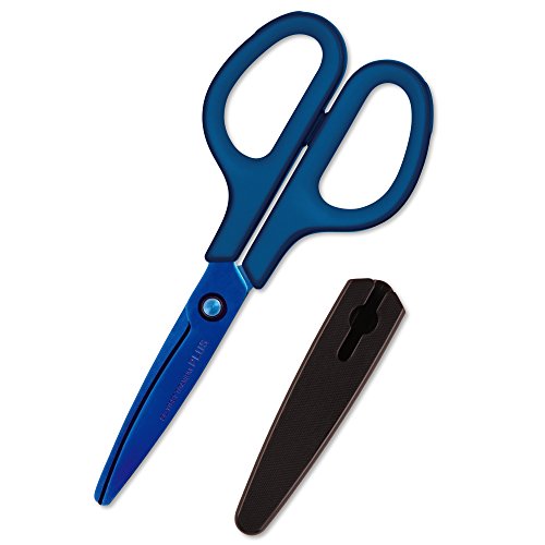 PLUS FITCUT CURB Easy grip [titanium coating] SC-175ST Blue | Sharp cutting and optimal comfort scissors - [Japan Import]
