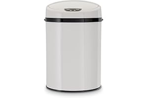 Echtwerk Büro-/Bad-/Kosmetikabfalleimer, Mülleimer mit Sensor, Touchless Abfalleimer, elektrischer Müllbehälter, Infrarot Bewegungssensor, Korpus aus Edelstahl, Fassungsvermögen 9 Liter, INOX WHITE