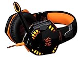 Auriculares para Juegos Profesionales, Mindkoo® EACH G2000 LED 3.5mm Stereo Gaming LED Luz Sobre-Oído Headphone Headset Headband con Mic para PC Game de Computadora con Noise Canelling & Volume Control (Naranja)