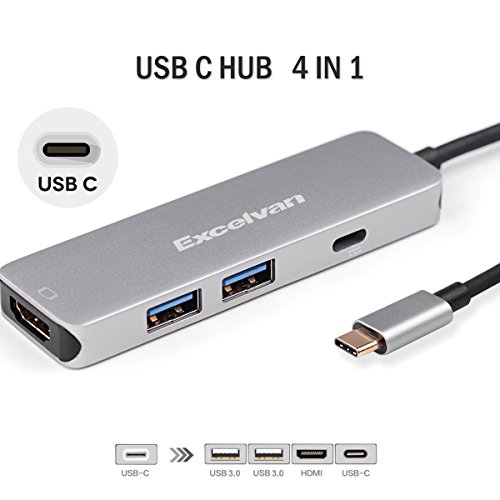 Excelvan 4 in 1 USB-C HDMI Adapter 4K, 2*USB 3.0 AnschlÃ¼sse, PD Ladeanschluss und microSD Kartenleser fÃ¼r MacBook Pro 2015/2016/2017, neues MacBook 12-Zoll, Chromebook und mehr Type-C GerÃ¤te