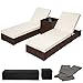 Produktbild TecTake 2x Aluminium Polyrattan Sonnenliege + Tisch Gartenmöbel Set - inkl. 2 Bezugsets + Schutzhülle, Edelstahlschrauben - diverse Farben - (Antik-Braun (Nr. 401818))
