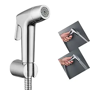 ALTON SHR20940 Dual Flow Health Faucet with SS-304 Grade 1.25 Meter Flexible Hose Pipe and Wall Hook (Chrome Finish), Polished, Acrylonitrile Butadiene Styrene, Silver
