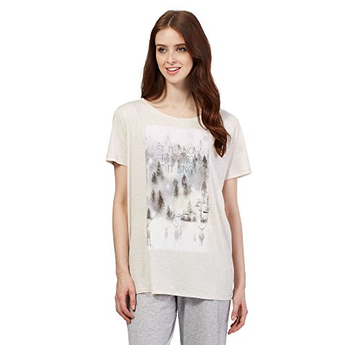 Lounge & Sleep Womens Petite White 'Let It Snow' Pyjama Top 16