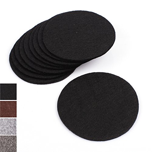 10er Set Glasuntersetzer rund aus Filz in schwarz (+ weitere Farben) Ø 10cm, Filzuntersetzer edel und elegant für Gläser, Bar und Tisch, auch als Getränkeuntersetzer geeignet