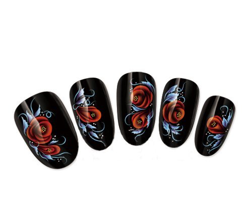 COME 2 BUY - NAIL ART TATOO/WRAP WATER TRANSFERS DECALS DEEP RED FLOWERS & LEAVES FOR NAIL ART/CELL PHONE CASE/INVITATION CARDS DECORATIONS