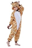 ABYED® Jumpsuit Tier Karton Fasching Halloween Kostüm Sleepsuit Cosplay Fleece-Overall Pyjama Schlafanzug Erwachsene Unisex Lounge,Chidren Größe 125 -for Höhe: 138-148cm Giraffe - 