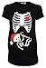 Happy Mama. Woman's Maternity Xmas Santa Baby Skeleton X-ray T-shirt Tee. 049p (Black, UK 10/12)