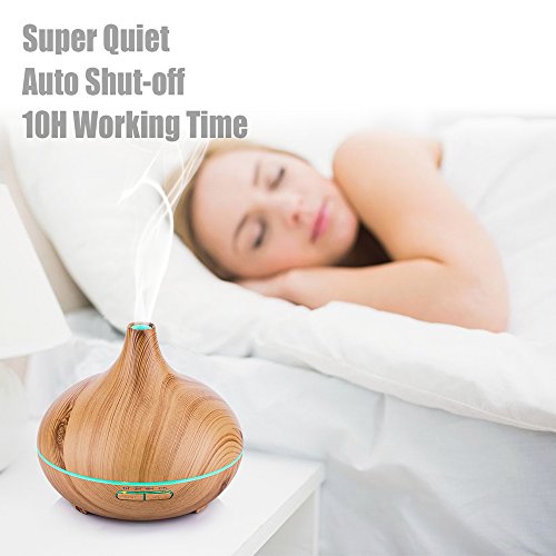 Aroma Diffuser, Earto 300ml Holzmaserung luftbefeuchter mit farbenwechselnde LED Licht, Abschaltautomatik 10 Stunden Dauerverneblung für Yoga Kinderzimmer Schlafzimmer Krankenhaus Toilette Büro usw - 7