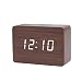 Produktbild Queta Holz-LED-Wecker, elektronisch, digital, Nachttisch-Wecker, multifunktional, moderner Würfel, Anzeige der Zeittemperatur, Stromversorgung über USB/Batterien braun braun