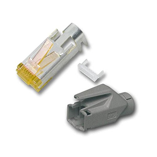 BIGtec 50 x RJ45 Stecker TM31 Hirose CAT.6a grau / Stecker + Tülle + Knickschutz / CAT6a Crimp Stecker