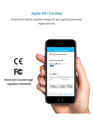Lightning Kabel 0.15 m/0.5 ft iPhone Ladekabel [Apple MFI Zertifiziert] OPSO Nylon Datenkabel, Lightning-auf-USB-A, fuer iPhone 7 6s 6 Plus 5s 5, iPad Pro Mini iPod – Schwarz - 2