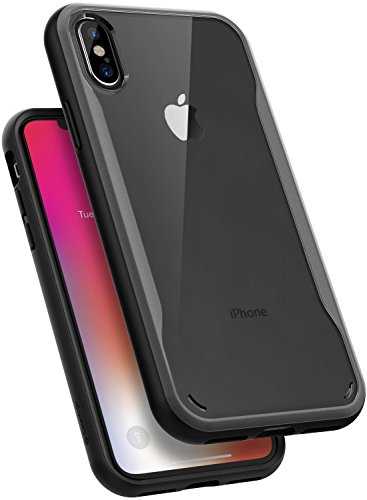 Custodia iPhone X, Caseology [Serie Coastline] Cover, Copertura Protettiva Transparente Chiara Sottile Antigraffio Cornice Smerigliata [Grigio - Gray] per Apple iPhone X (2017)
