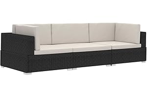 vidaXL Garten Sofagarnitur 3-TLG. mit Auflagen 3er Sofa Couch Lounge Gartensofa Gartenmöbel Sitzgruppe Rattansofa Poly Rattan Schwarz