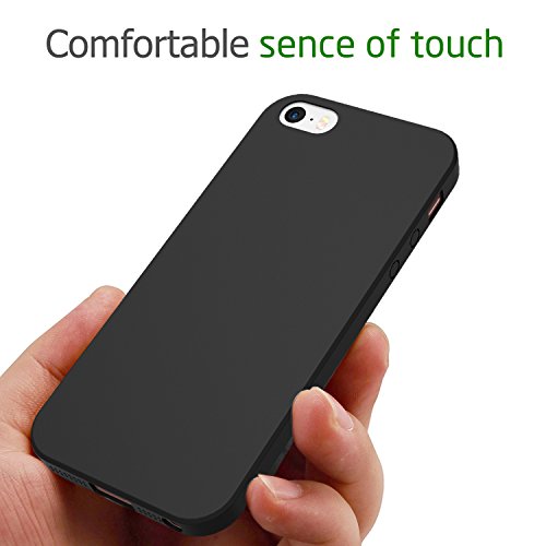 iPhone SE Case,SplaksÂ® [Black] Extra Shock-Absorb Case Cover with Camera Protection ,Extreme Lightweight Soft Flexible TPU Rubber Anti-Scratch Protective Case For iPhone SE/5 SE/5/5S-Black
