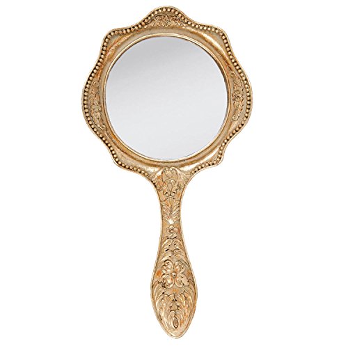 Clayre & Eef 62S075 Spiegel Handspiegel Kosmetikspiegel goldfarbig ca. 19 x 39 x 2 cm