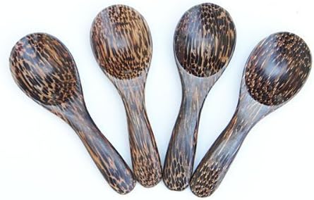 3" NEW PALM WOODEN SMALL SPOON SALT SUGAR SPA CONDIMENTS FLATWARE THAI HANDMADE