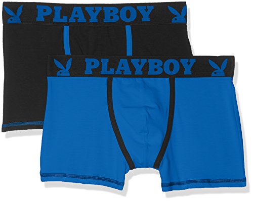 Playboy 40H041, Calzoncillos Para Hombre, Multicolor (Noir Bleu/Bleu), X-Large, Pack de 2