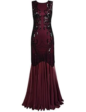 PrettyGuide Damen Ballkleid Paillette Lange Gatsby Formal Abendkleid