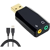 Kinetxiaxia USB 3,5 mm Stereo Jack Audio Adapter, USB to AUX Cable, Computer Peripheral Devices Built-in Chip for Windows Mac